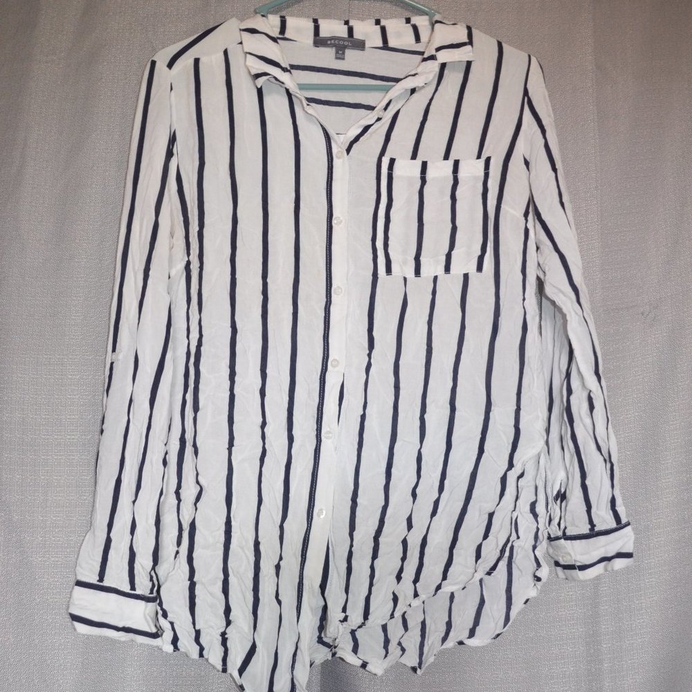 White Striped Long Sleeve Shirt
